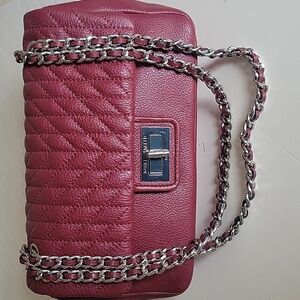 KARL LAGERFELD Quilted Burgundy Leather Shoulder Bag